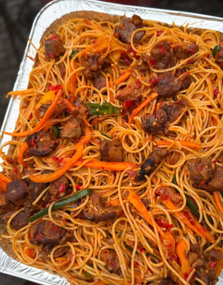 Goat Meat Stir Fry Spaghetti